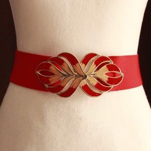Vintage red and gold elastic belt